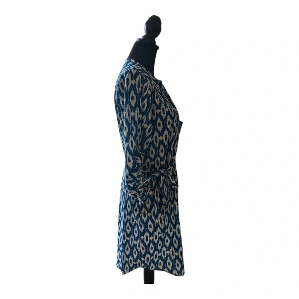 Anthropologie Maeve Ikat Print Shirt Dress Belted Size M - Picture 8 of 8